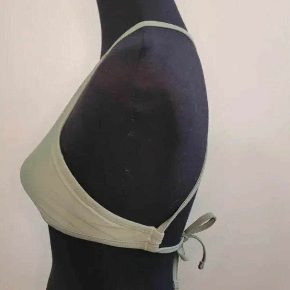 Aerie High Neck Crop Bikini Top – Olive Green, Crisscross Open Back, Women’s XL - Picture 4 of 10